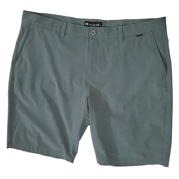 Travis Mathew Beck 10" Golf Chino Shorts Mens 42 Blue Green Active Performance - Picture 1 of 8